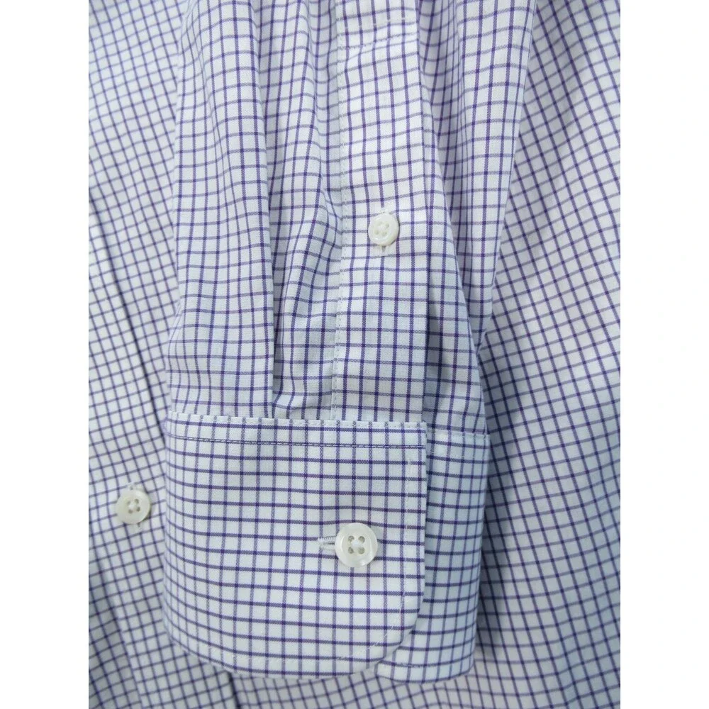 J. CREW Thompson Shirt Men’s Large 16-16.5 Wrinkle Free Long Slv Check Purple